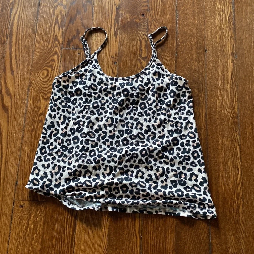 Jessica Simpson Leopard Print Cami Shorts Pajama Set Ruffle Trim Lounge SIZE S